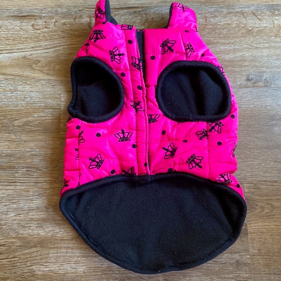 Pink Crown Print Princess Dog Jacket For Small Dogs Size M NWOT - Picture 2 of 2